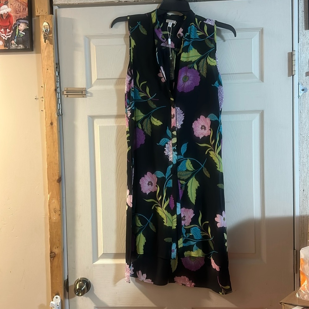 SPENSE HI LO TUNIC: BLACK FLORAL: NEW WITH TAGS: SIZE M